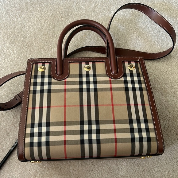 Burberry Mini Title Vintage Check
Double Handle Leather & Canvas Bag - Picture 1 of 7